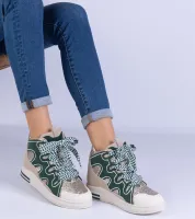 Zielone sneakersy z grubymi sznurówkami i brokatem Gralina 38