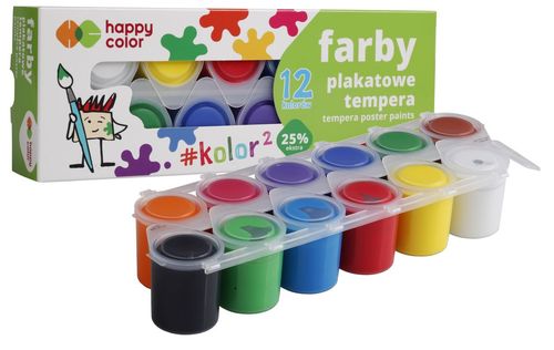 Farba plakatowa tempera, 12 kol x 25ml, Happy colo na Arena.pl