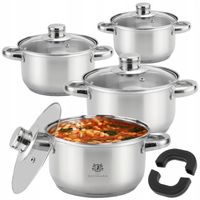 Komplet 4 garnków nierdzewnych+ pokrywki indukcja