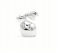 Zajączek wielkanocny królik ceramiczny srebrny