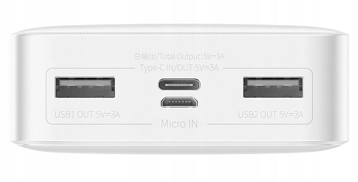 POJEMNY MOCNY POWER BANK POWERBANK BASEUS 20000MAH 3x USB USB-C 3A PD 15W zdjęcie 4