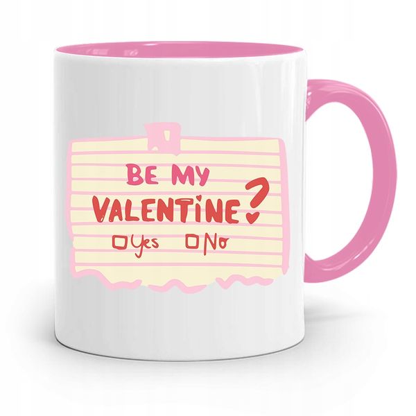 Kubek Różowy Na Walentynki Be My Valentine? Z Nadrukiem Ze Zdjęciem zdjęcie 1