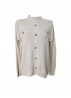 Elegancki Lekki Sweterek Z Ozdobnymi Guziczkami Ecry Kremowy L 40 XL 42