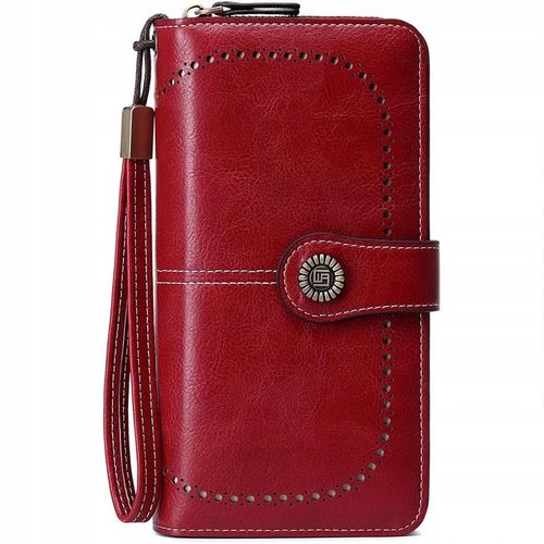 PORTFEL SKÓRZANY DAMSKI CZERWONY RFID ELEGANCKI FUNKCJONALNY POJEMNY na Arena.pl