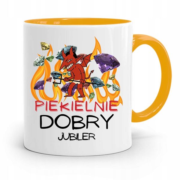 Dla Jubilera Kubek Żółty Piekielnie Dobry Jubiler Z Nadrukiem Ze Zdjęciem zdjęcie 1