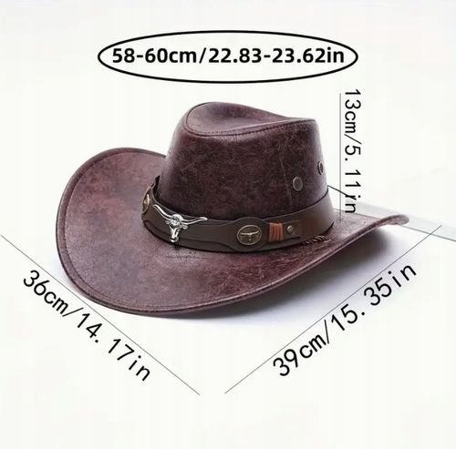 Klasyczny Kowbojski Kapelusz z Klamrą w Kształcie Głowy Byka Nakrycie Głowy na Arena.pl