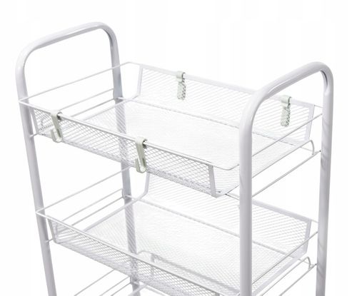 Metalowy wózek wielofunkcyjny 3-poziomowy z kółkami biały regał szafka na Arena.pl