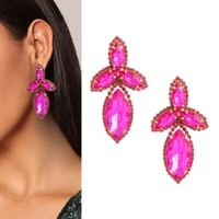 Duże złote kolczyki fuksa różowe LISTKI na wesele przyjęcie VIRAL trend