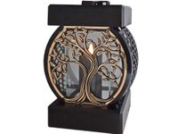 ZNICZ ZNICZE LAMPION NA GRÓB KOŁO RTN DRZEWO RAMA ZŁOTO+ŚWIECA LED CZARNA