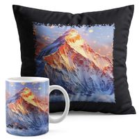 ZESTAW KUBEK + PODUSZKA CZARNA - MT EVEREST PIĘKNE WIDOKI KRAJOBRAZ