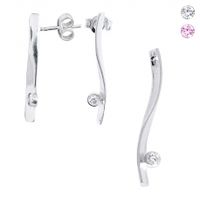 SREBRNY KOMPLET KOLCZYKI I ZAWIESZKA WSTĘGI Z CYRKONIĄ SREBRO PRÓBY 925