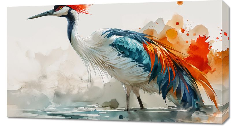 Obraz 90x50cm Żuraw w Akwareli zdjęcie 1