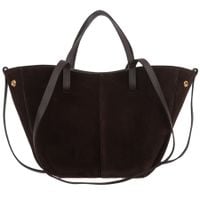 VERA PELLE torebka damska zamszowa shopper mała rozpinana V686 c.brązowa