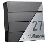 DUŻA SKRZYNKA NA LISTY Z ADRESEM NUMEREM DOMU ANTRACYT GAZETNIK