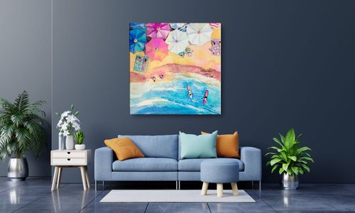 OBRAZ NA PŁÓTNIE 010 Brzeg morza 50x50cm na Arena.pl