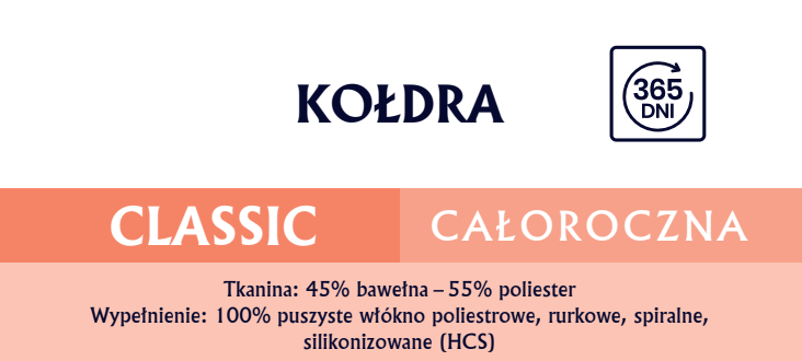 Kołdra całoroczna 135x200cm CLASSIC Biała | Senna Home zdjęcie 5