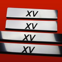 Listwa progowa SUBARU XV MK1 Stal nierdzewna 304 połysk z czarnymi literami