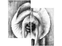 60X60CM BALETNICA CZERNI BIELI DWU OBRAZ ŚCIAN