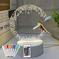 Akrylowa Lampka Nocna LED, kreatywna DIY, pisaki, pilot zdalnego sterowania
