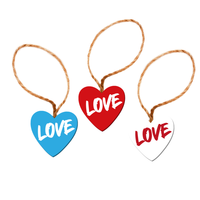 mini tabliczka mdf z naklejką "love" , 3 kolory mix. 2.8x3 cm