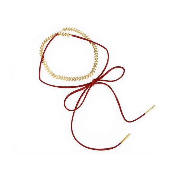 Choker Chevron - Bordowy N482Bor zdjęcie 1