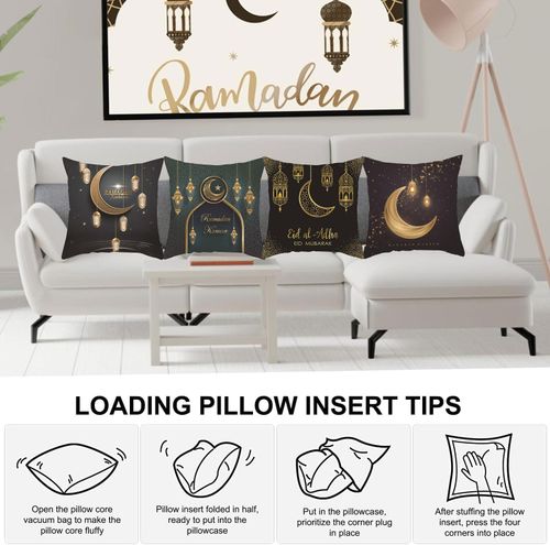 Poszewka dekoracyjna 45 x 45cm wzór RAMADAN Eid Mubarak - Zestaw 4 sztuk na Arena.pl