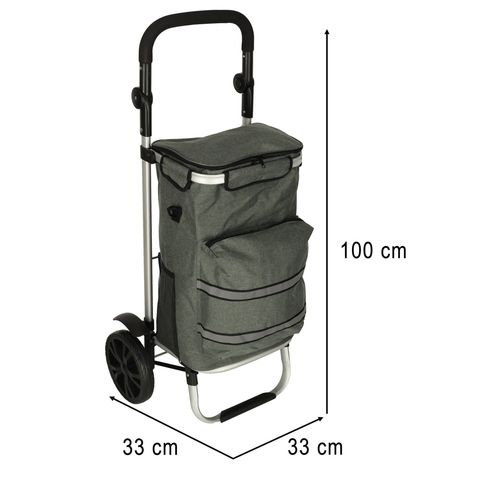 Wózek Zakupowy Torba Zakupowa Szara na Kółkach z Uchwytem na Zakupy na Arena.pl