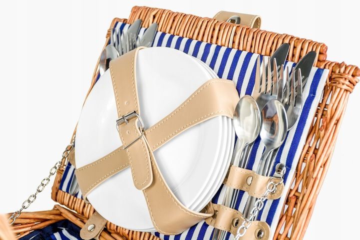 Koszyk piknikowy wiklina termotorba zestaw XXL talerze sztućce dla 4 osób zdjęcie 16