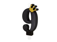 Świeczka urodzinowa z cyfrą "9" z koroną, czarna