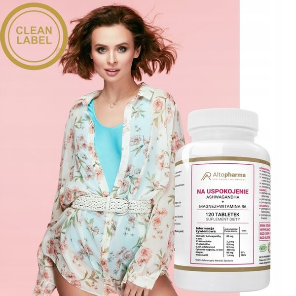 ASHWAGANDA + MAGNEZ + WIT B6 STRES ZMĘCZENIE 120t zdjęcie 5