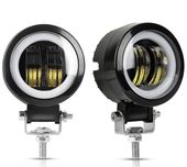 2xHalogen motocyklowy typ-H LED z białym ringiem+podwójny włącznik 'o'