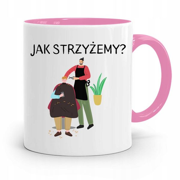 Kubek Różowy Dla Fryzjera Jak Strzyżemy? Prezent Z Nadrukiem Ze Zdjęciem zdjęcie 1