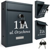 SKRZYNKA NA LISTY Z NUMEREM DOMU Adresem POCZTOWA A4 Czarna WZORY