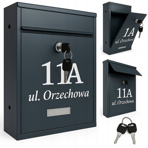 SKRZYNKA NA LISTY Z NUMEREM DOMU Adresem POCZTOWA A4 Czarna WZORY na Arena.pl