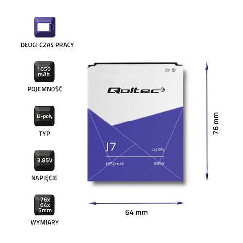 Qoltec Bateria do Samsung Galaxy J7 | 1850 mAh na Arena.pl