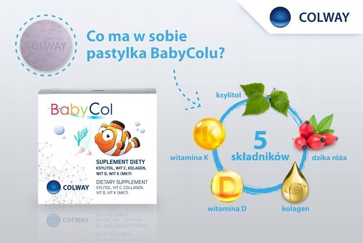 2x BabyCol COLWAY Dla Dzieci - Kolagen Rybi, Wit D3, C, K2 - 60 Pastylek zdjęcie 15