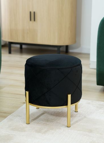 Pufa pikowana z pojemnikiem welurowa SAVANA Czarna na Arena.pl