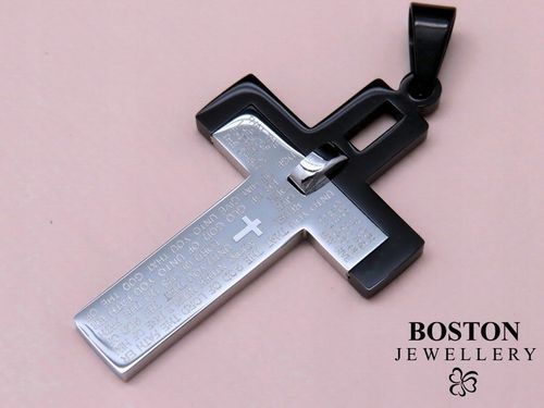 CZARNY ŁAŃCUSZEK + KRZYŻYK CZARNA STAL CHIRURGICZNA 316L SPLOT KRÓLEWSKI na Arena.pl