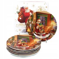 6 x Talerz Świąteczny Komplet Talerzy Deserwoych Boże Narodzenie Święta