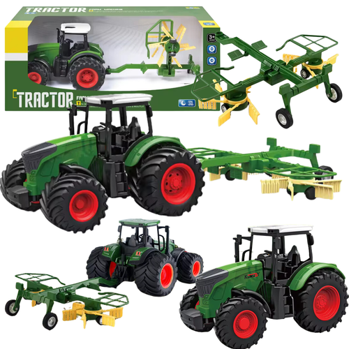 Traktor Z Zgrabiarką Maszyna Rolnicza Model Pojazdu 1:24 Farma Zestaw na Arena.pl