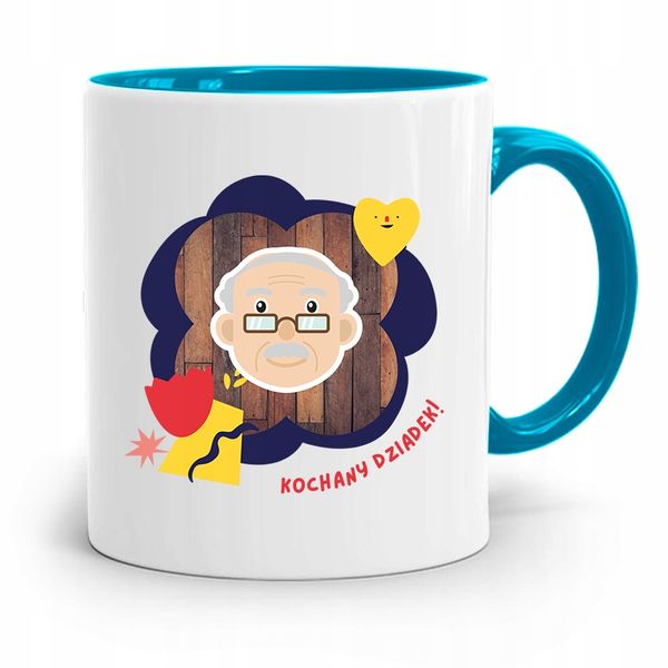 Kubek Błękitny Dzień Dziadka Kochany Dziadek! Z Nadrukiem Ze Zdjęciem zdjęcie 1
