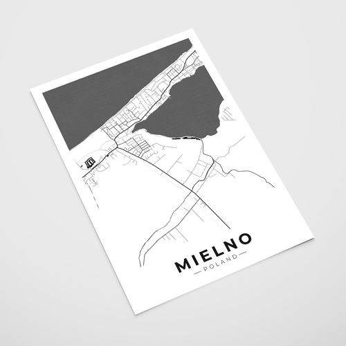 Plakat plan miasta mapa Mielno 50x70 cm na Arena.pl