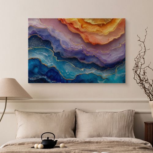 Obraz Do Salonu Kolorowy Marmur Pastele Abstrakcja Glamour 120cm x 80cm na Arena.pl