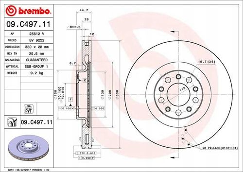 TARCZA HAM PRZOD 330X28 V BREMBO na Arena.pl