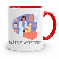 Kubek Czerwony Weterynarza Najlepszy Weterynarz Z Nadrukiem Ze Zdjęciem