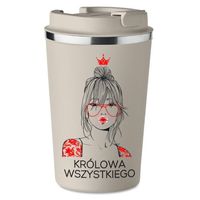 KUBEK TERMICZNY Premium beżowy prezent dzień kobiet dla niej KRÓLOWA KT_346