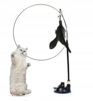 ZABAWKA DLA KOTA RUCHOMA WĘDKA Z PRZYSSAWKĄ I PTASZKIEM 95CM