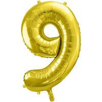 TG48096-9-G BALON CYFERKI 106CM "9" ZŁOTA URODZINY CYFRA DUŻY HEL POWIETRZE