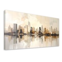 Obraz do salonu sypialni biura, Nowoczesne Miasto w kolorach beżu