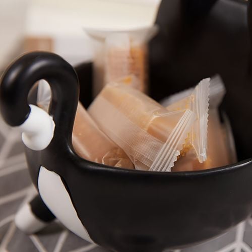 Miska Dekoracyjna Figurka Kot na Cukierki Klucze 14 cm Czarny Biały na Arena.pl